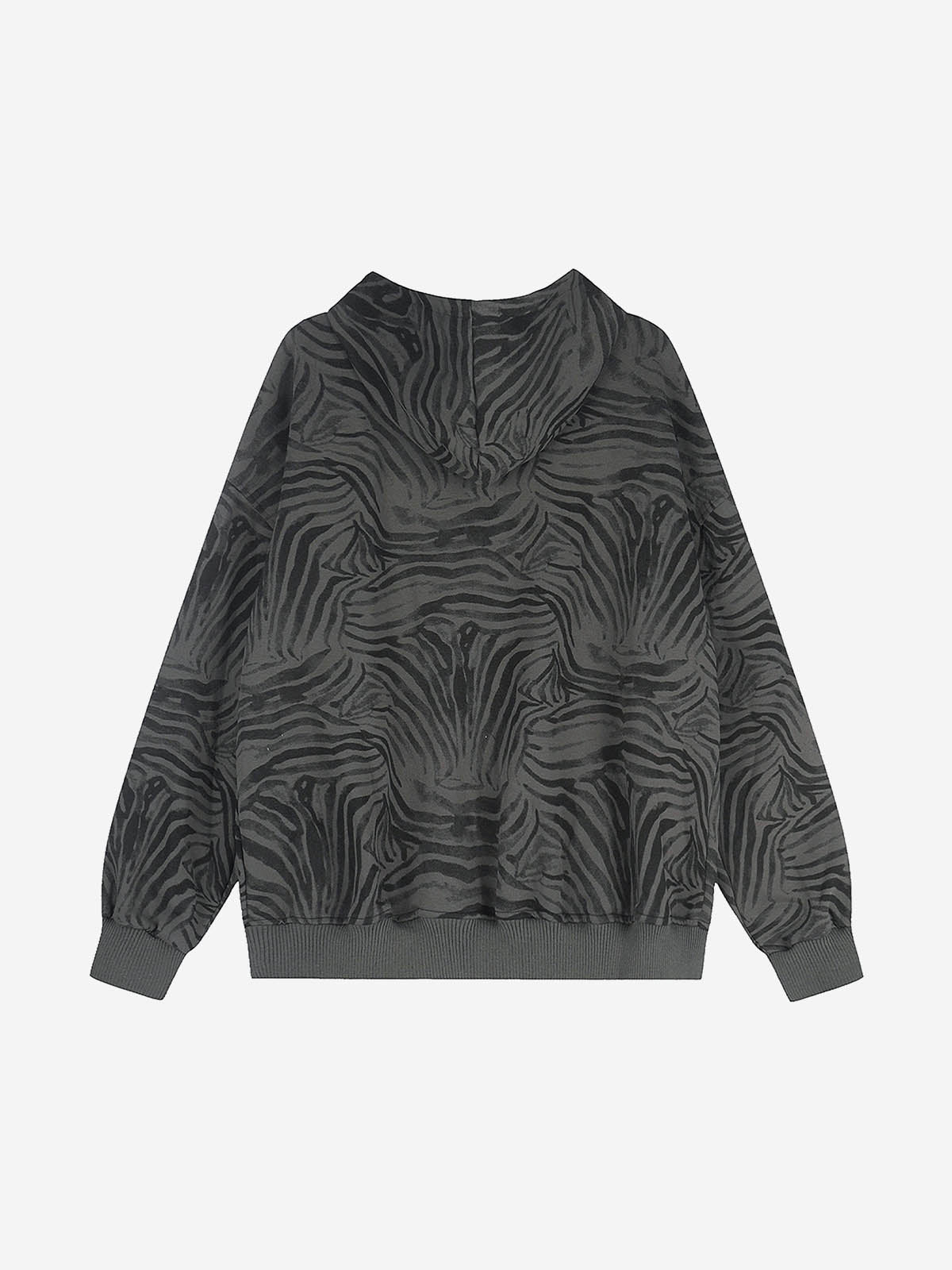 Zebra Graphic Embroidered Oversized Zip Hoodie