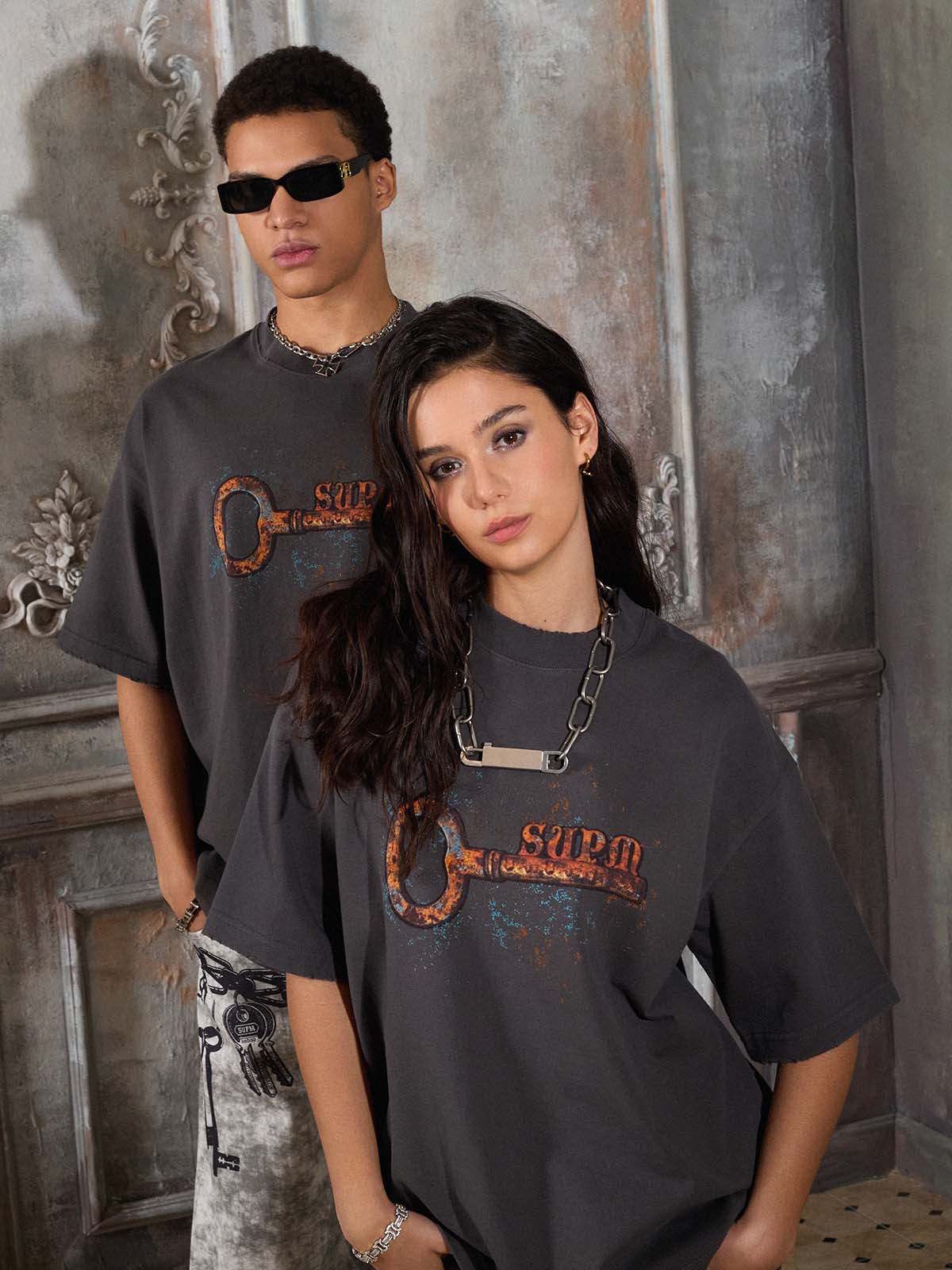 Supermade Rusty Metal Key Print T-Shirt 