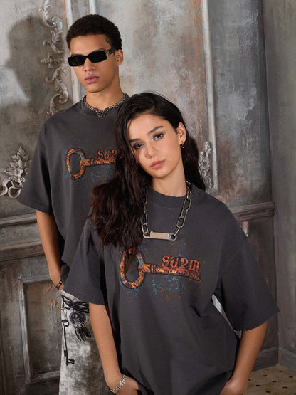 Supermade Rusty Metal Key Print T-Shirt 