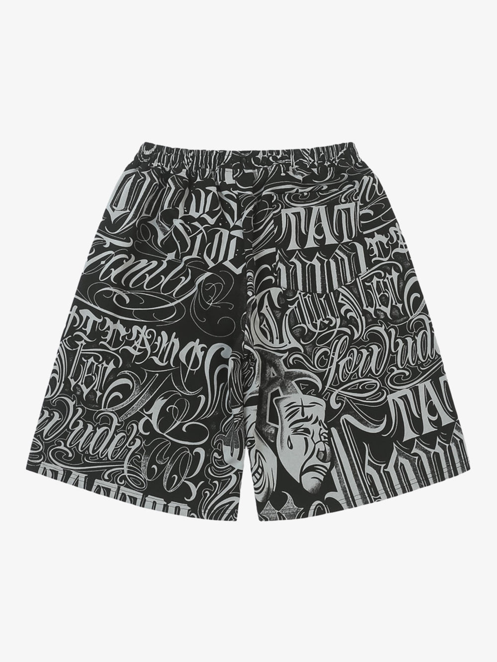 Schwarze und weiße Lounge-Shorts mit Grafikmuster