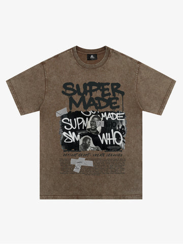 Streetwear Graffiti Character Collage Graphic T-Shirt 