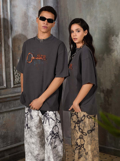 Supermade Rusty Metal Key Print T-Shirt 