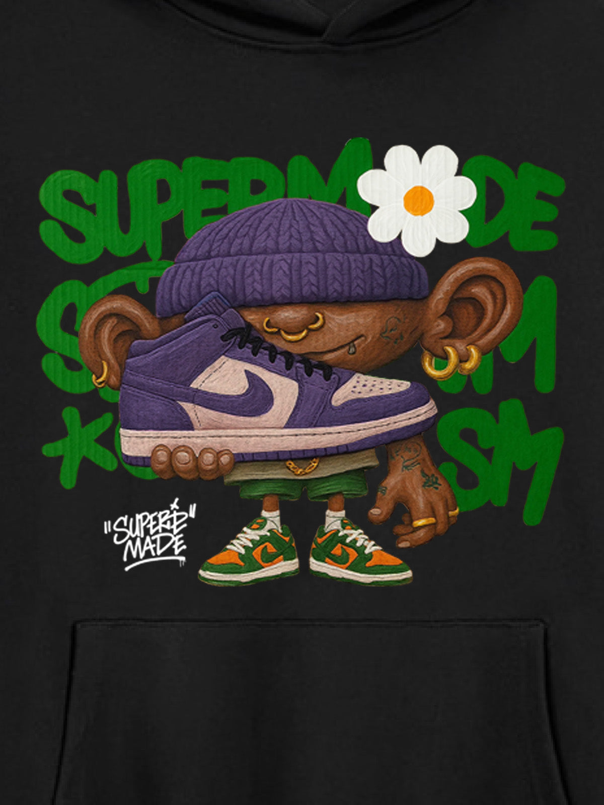 Thesupermade Street Cartoon Trend Sneakers Boy Hooded Sweatshirt 