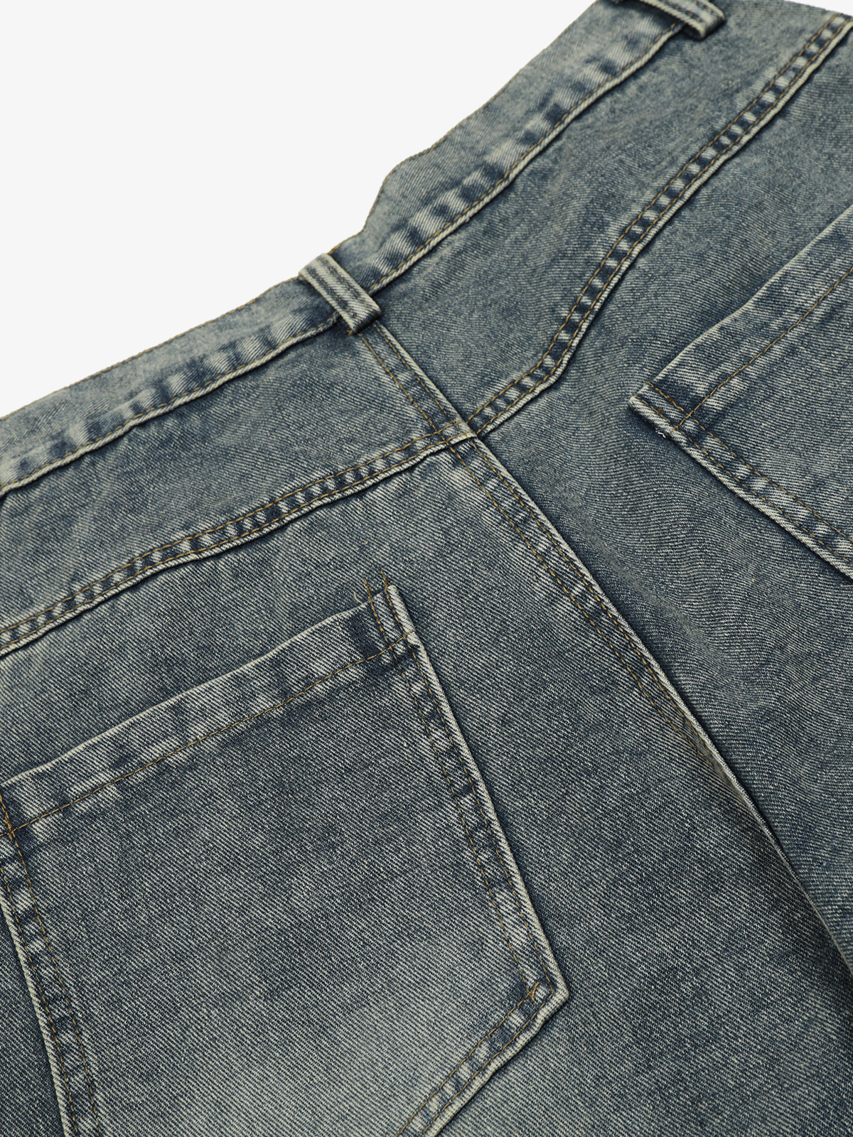 Leopard Hem Washed Curved-Leg Jeans