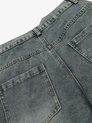 Leopard Hem Washed Curved-Leg Jeans
