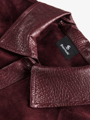 Vintage Suede PU Leather Collar Zip Up Jacket 
