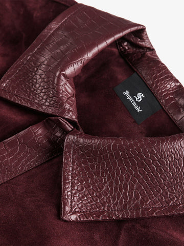 Vintage Suede PU Leather Collar Zip Up Jacket 