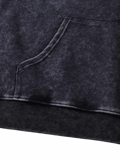 Thesupermade Washed Flame Printed Hooded Fleece Sweatshirt 