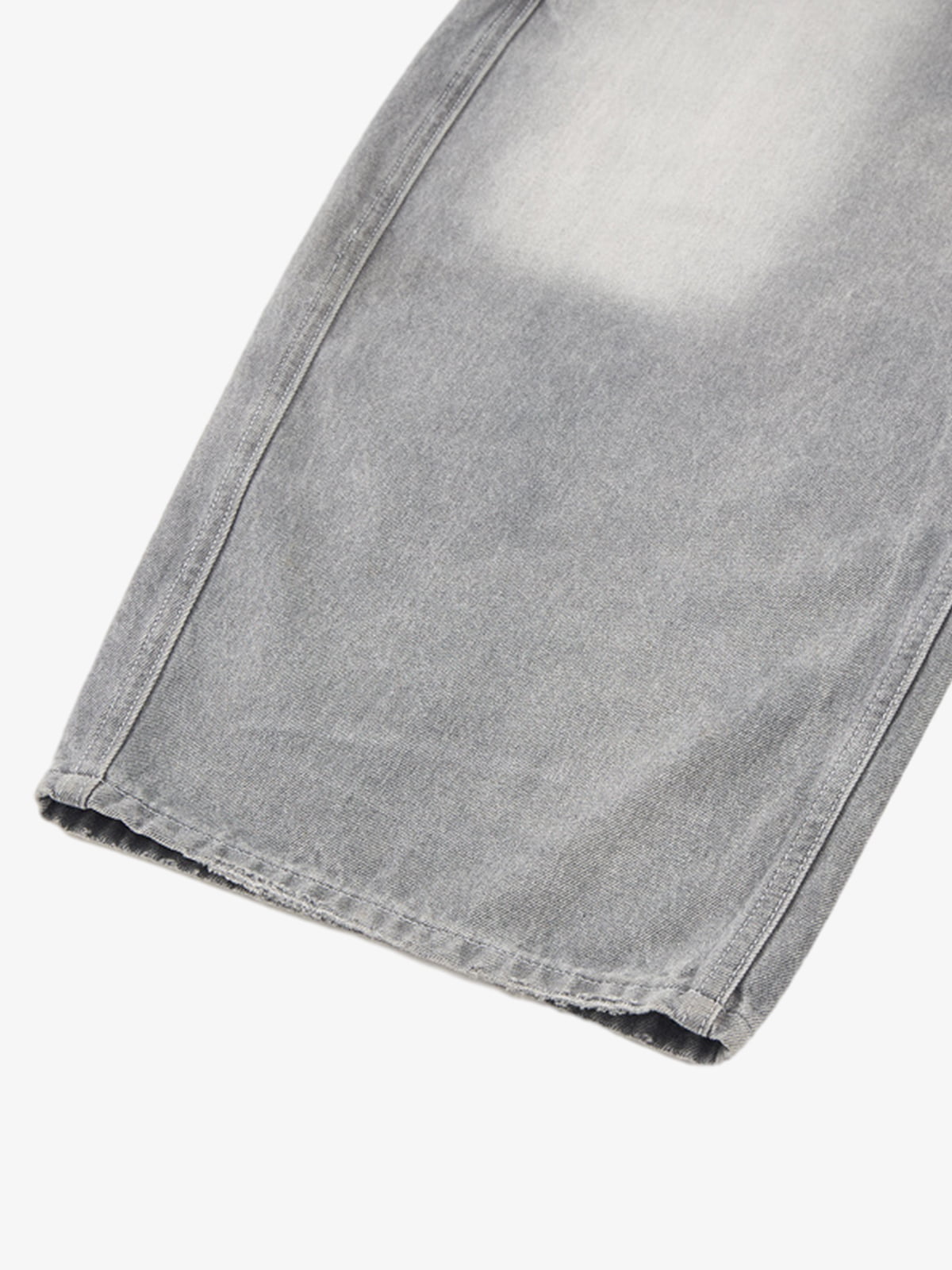 Retro Washed Distressed Curved Blade Wide-Leg Jeans 