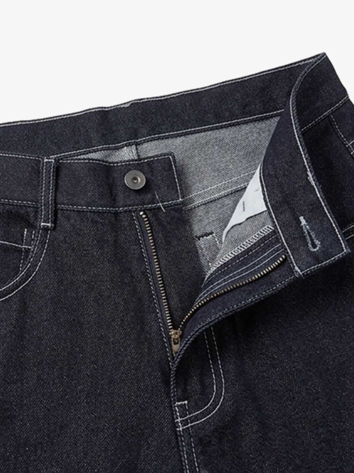 Multi-Pocket Raw Denim Baggy Jeans