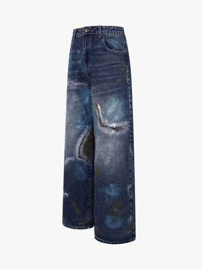 Vintage Washed Distressed Jeans 