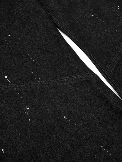 Paint Splatter Stripe Panel Barrel Jeans