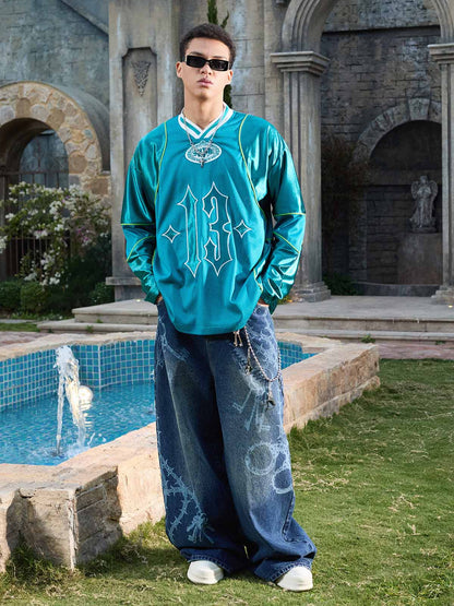 Supermade American Gothic Font Satin Mesh Jersey 