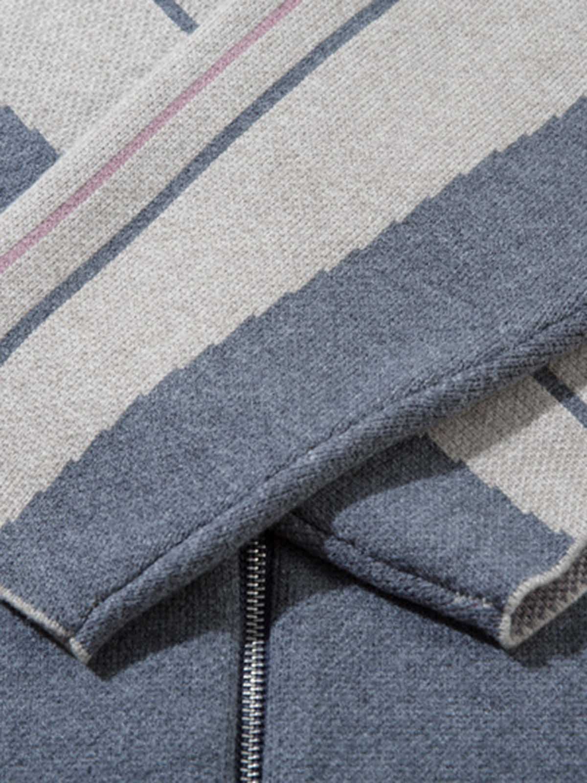 High Street Geometric Deconstruction Splicing Cardigan Sweater 