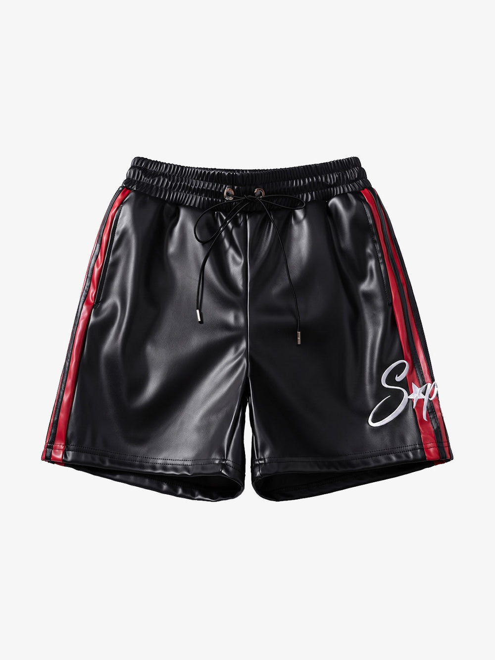 Striped Racing Faux-Leather Shorts 