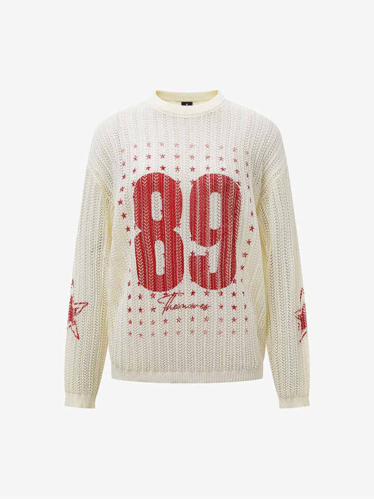 Stylish Knit Sweater with Bold Number Design for Casual Wear 