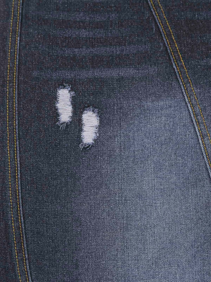 Washed Ripped Embroidered Barrel Jeans 