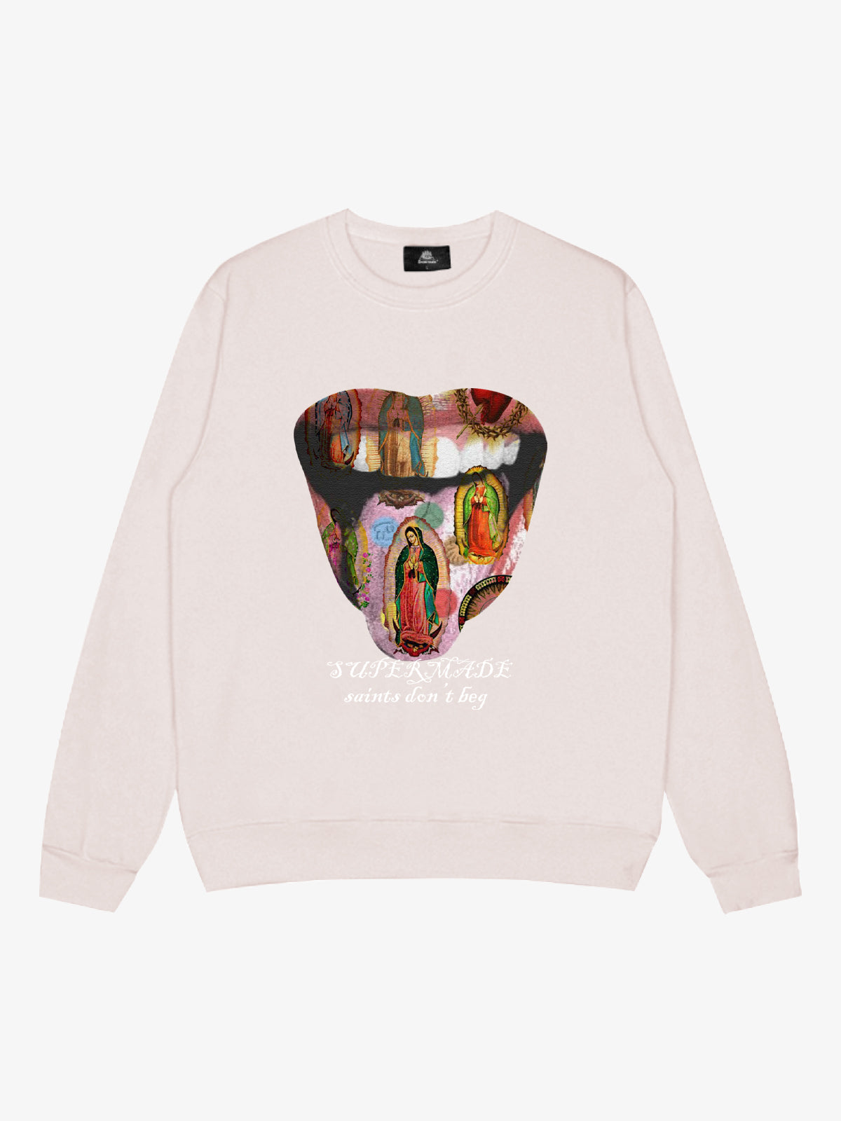 Retro Mouth Design Print Crew Neck Sweatshirt 