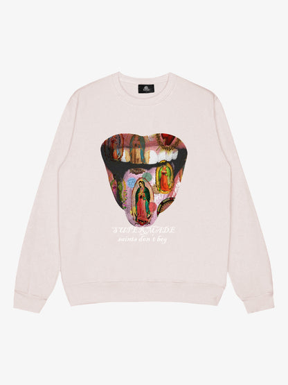 Retro Mouth Design Print Crew Neck Sweatshirt 