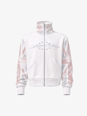 Flag Print Star Rivet Jacket