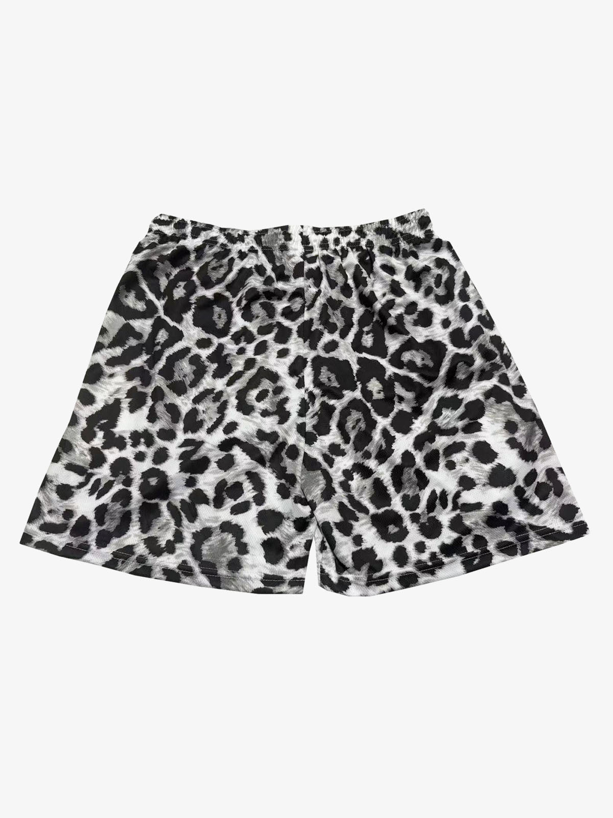 Leopard Print Mesh Shorts 