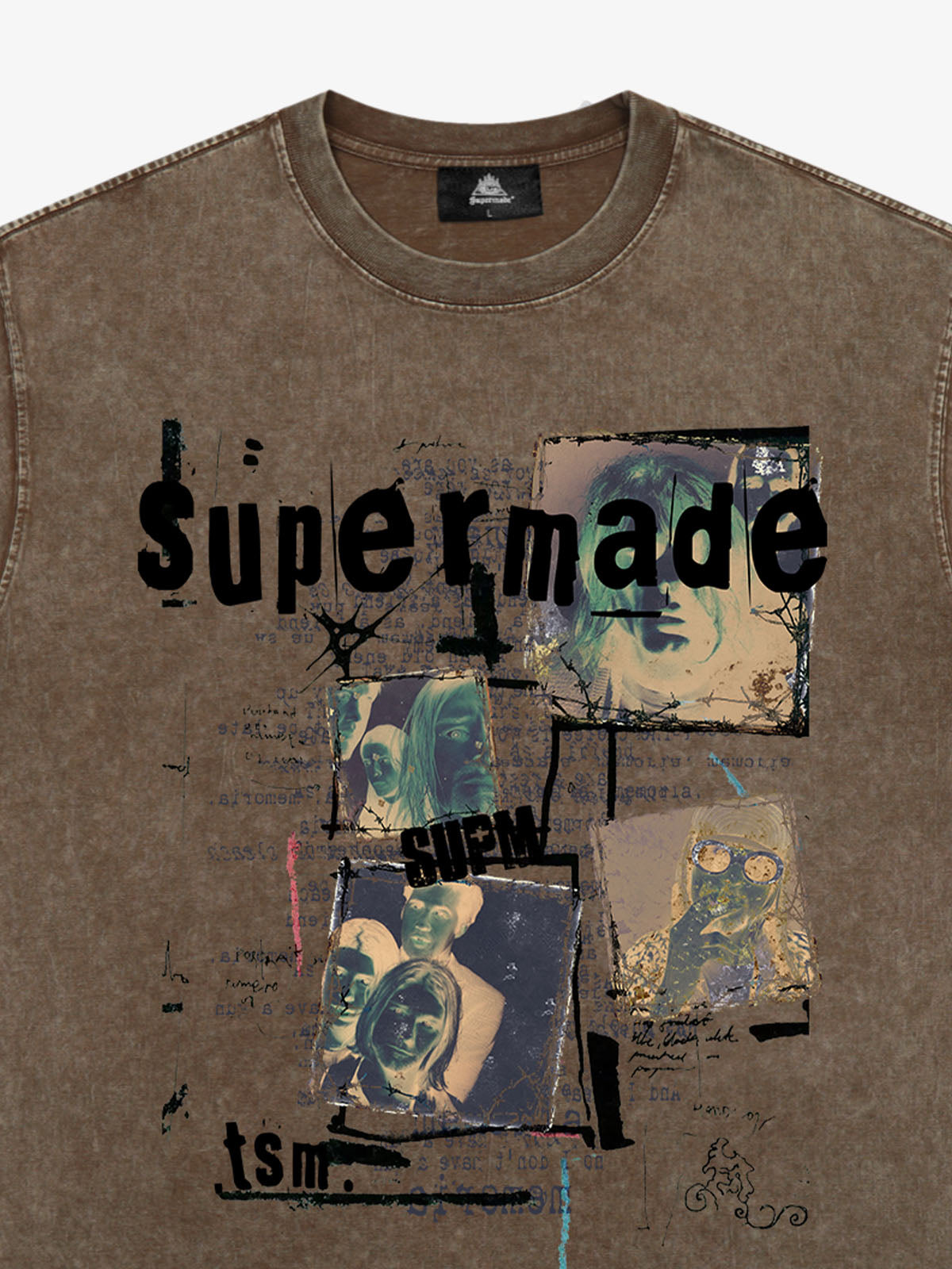 THE SUPERMADE Retro nostalgia Artistic Graphic Print T-Shirt with Collage Design 