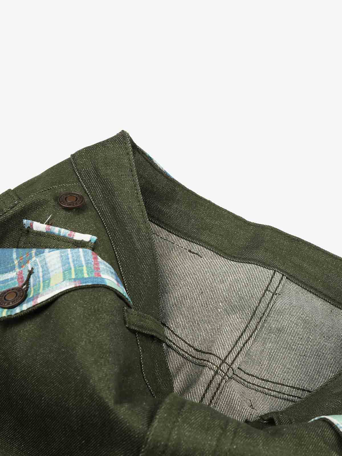 Button Detail Patchwork Jeans