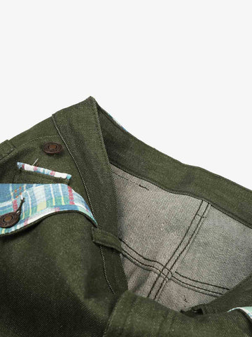 Button Detail Patchwork Jeans