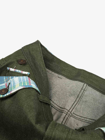 Button Detail Patchwork Jeans