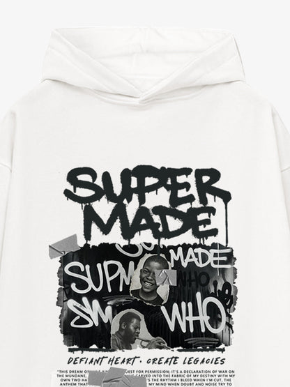 SupermadeTrendy Retro Graffiti Character Hooded Sweatshirt 