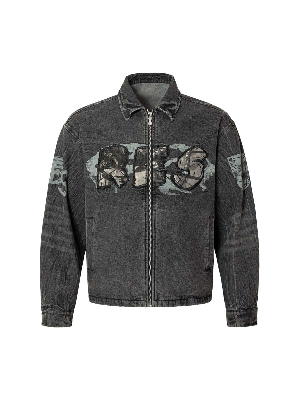 Wasteland Embroidered Print Rivet Denim Jacket 