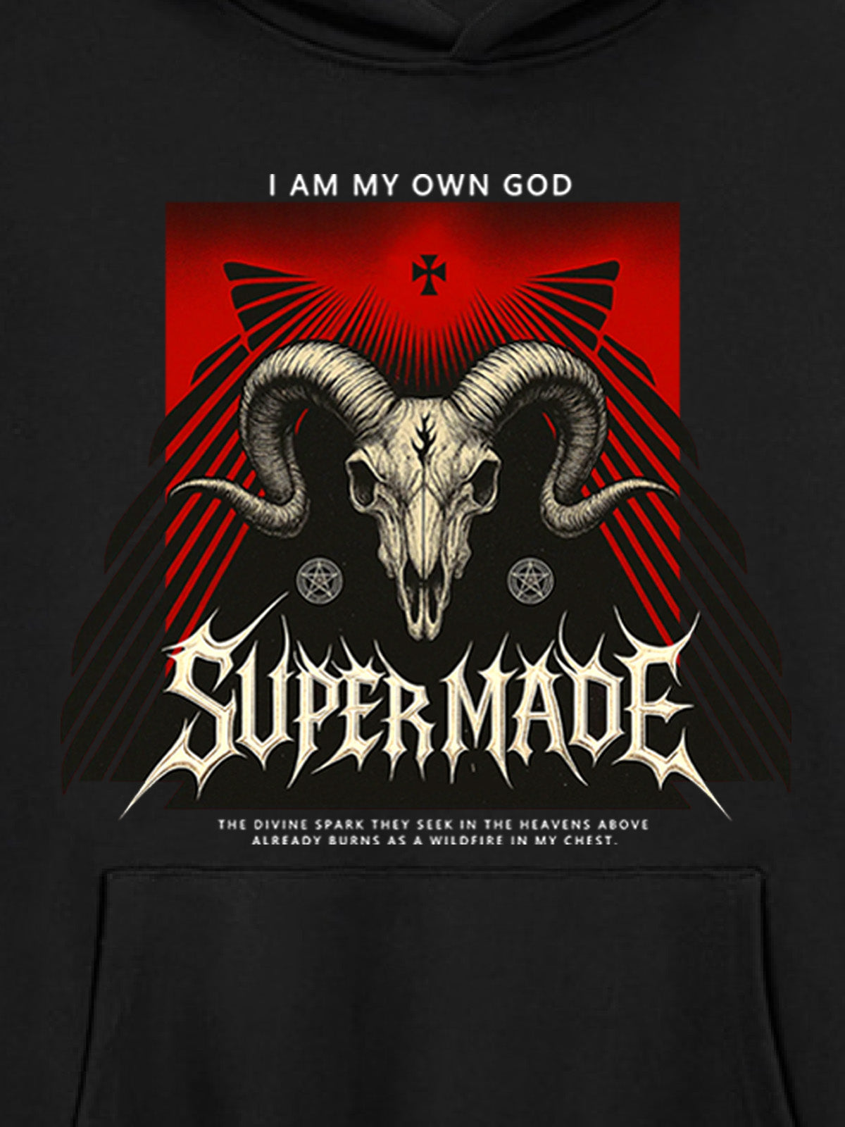 Supermade Dark Style Sheep Skull Hooded Sweatshirt 