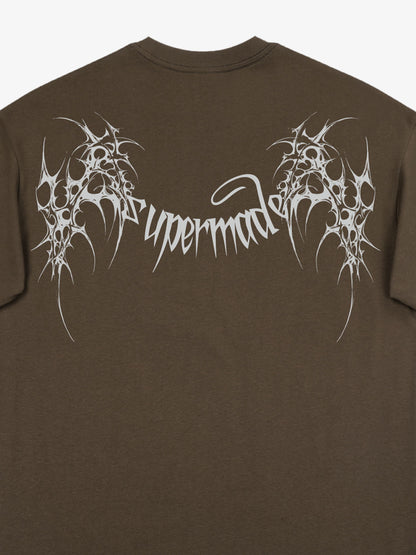 THE SUPERMADE Futuristic spiked pattern gothic style logo font design T-shirts 