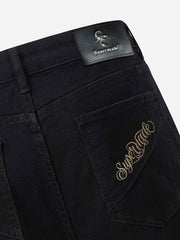 Studded Zip Faux-Fur Patchwork Flared Pants