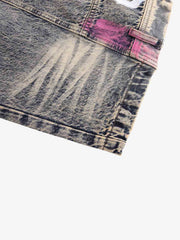Hand-Painted Distressed Curved-Seam Jeans
