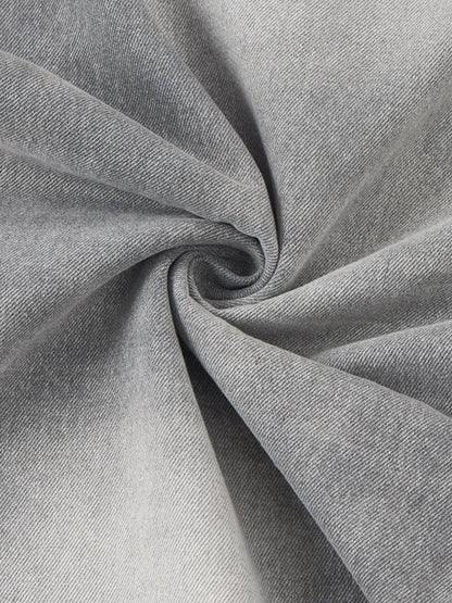 Retro Washed Distressed Curved Blade Wide-Leg Jeans 