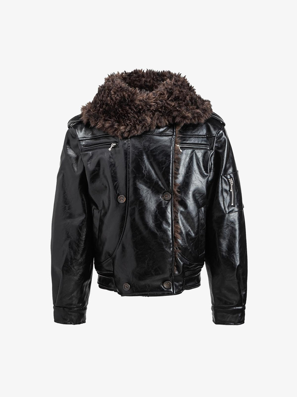 Faux Fur Leather Coat