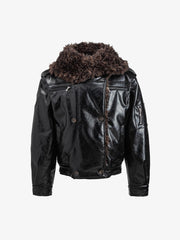 Faux Fur Leather Coat