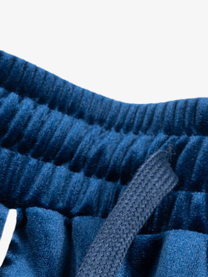 250G Velour Track Pants with White Stripe Design for Men and Women 