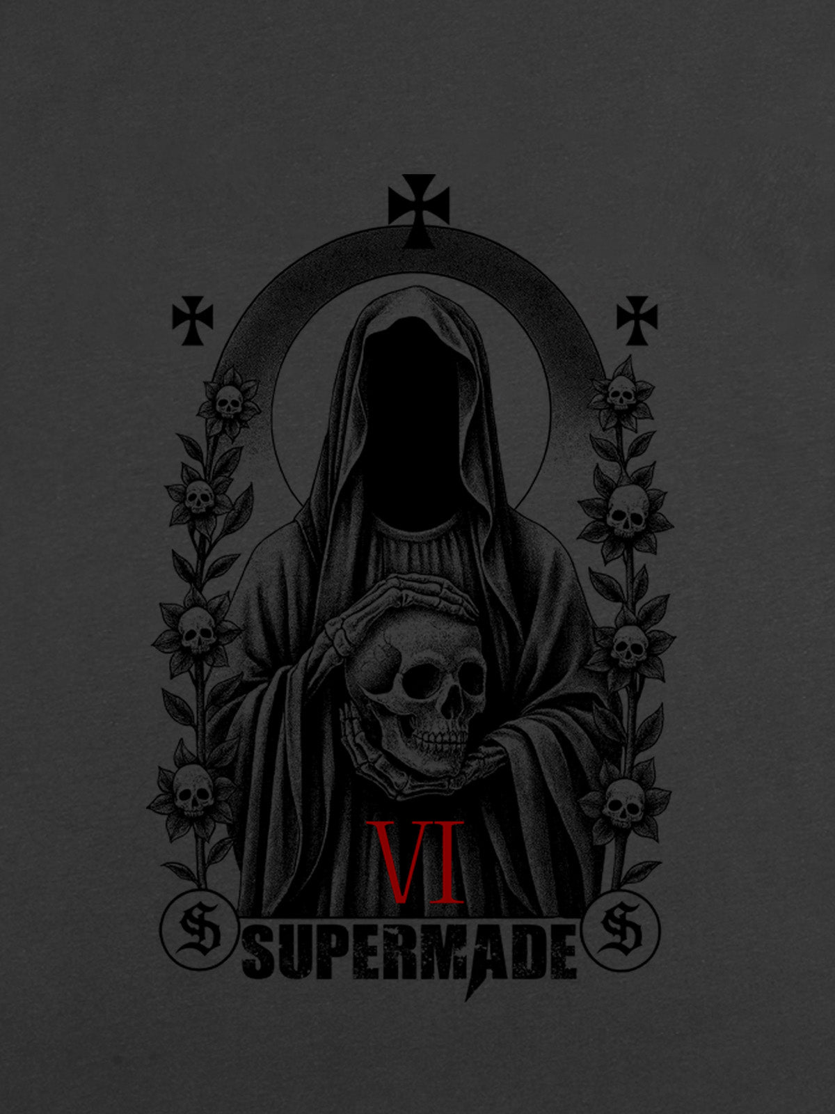 Thesupermade Dark Gothic Headless Skull Death T-shirt 