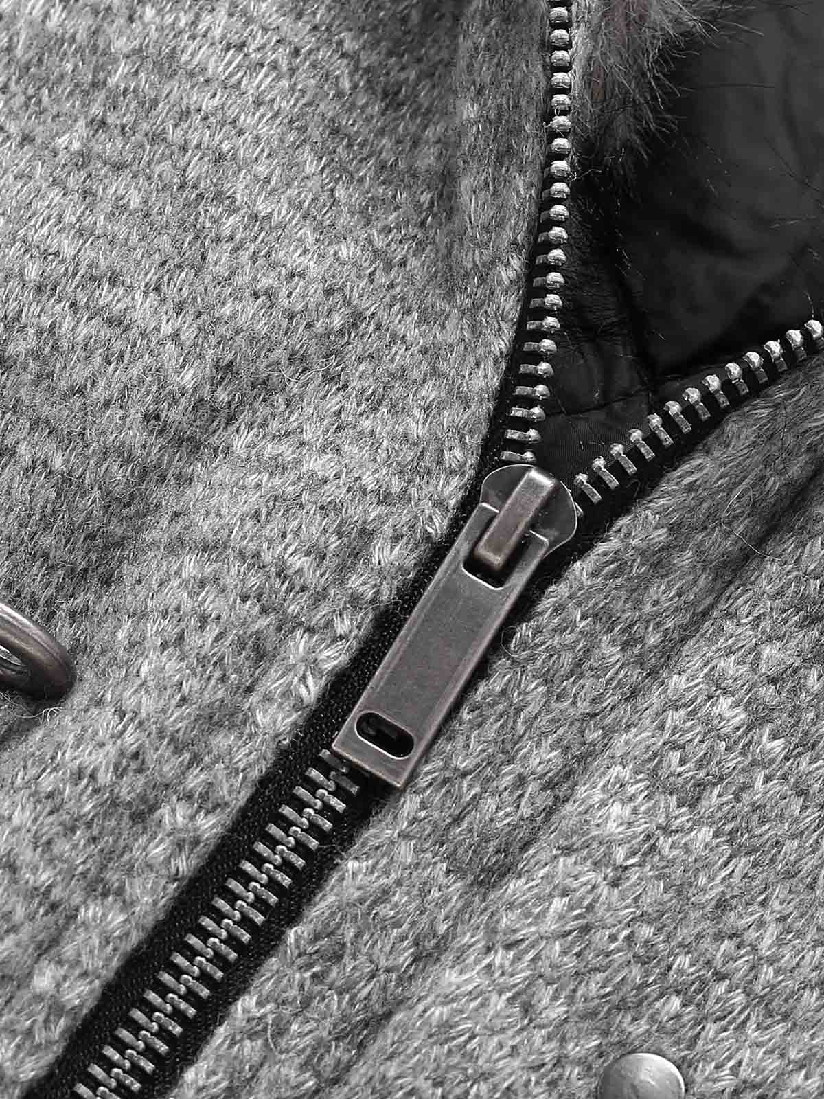 Faux-Fur Collar Thick-Lined Stand-Collar Jacket