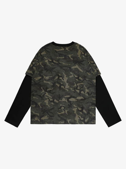 Camouflage Print Layered T-Shirt for Men - Perfect for Casual and Outdoor Wear 