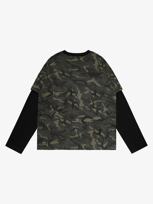 Camouflage Print Layered T-Shirt for Men - Perfect for Casual and Outdoor Wear 