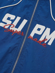 Retro Track Panel Zip-Up Jacket & Wide-Leg Track Pants Set