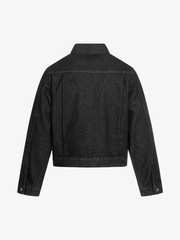 Metal Buckle Pleated Boxy Denim Coat
