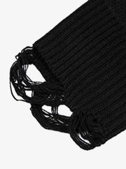 High Street Letter Jacquard Ripped Tassel Sweater 
