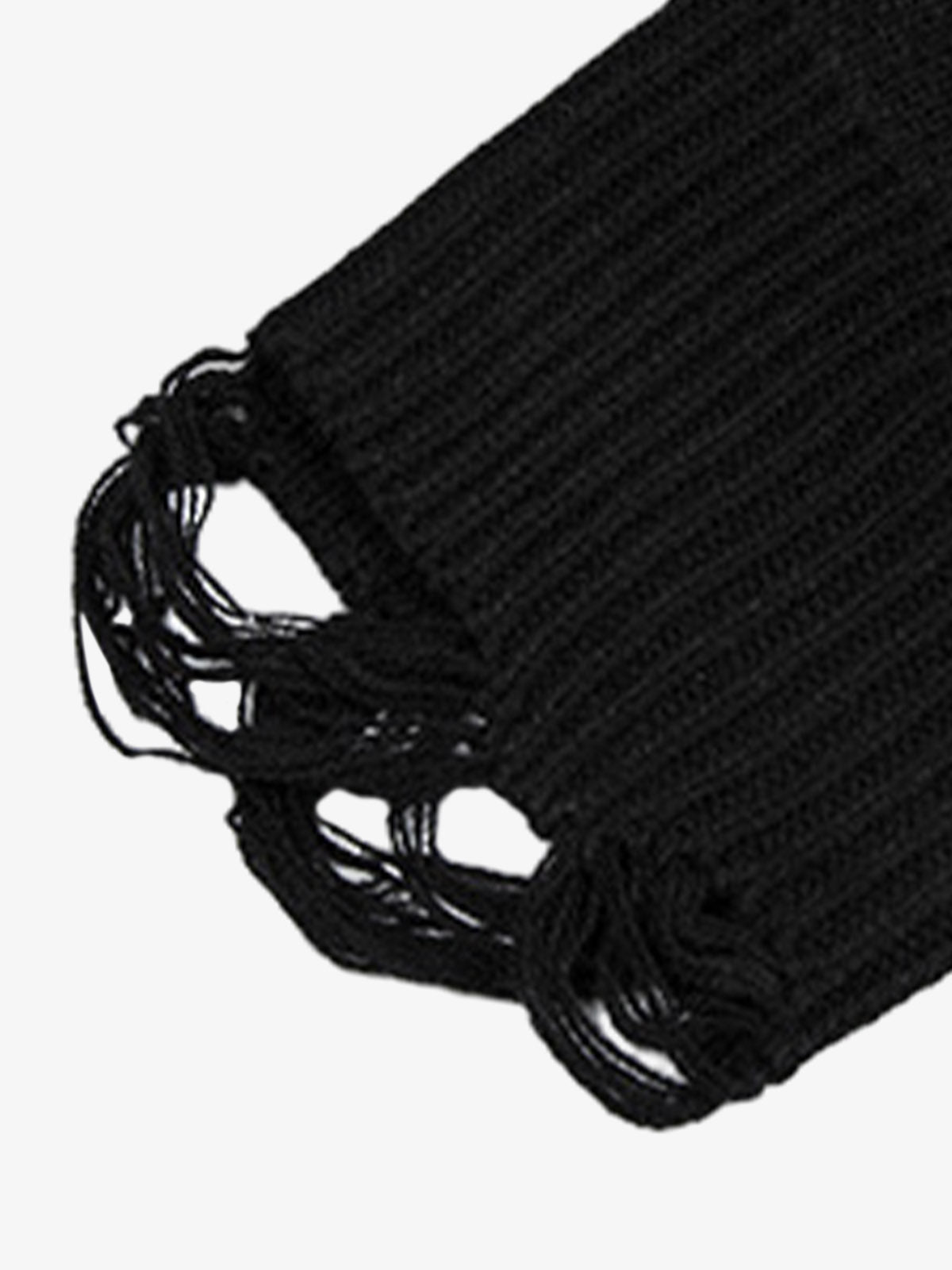 High Street Letter Jacquard Ripped Tassel Sweater 