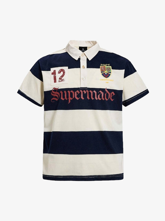 Vintage Striped Rugby Polo Shirt 