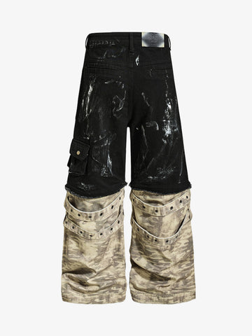 Deconstructed Layered Patchwork Cargo Pants 