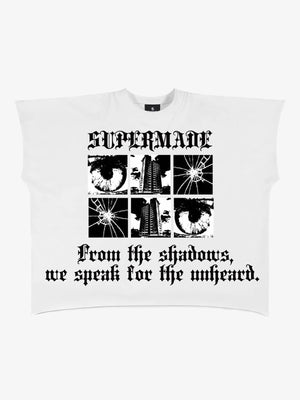 Gothic Text Graphic Cut-Off Sleeveless T-Shirt 